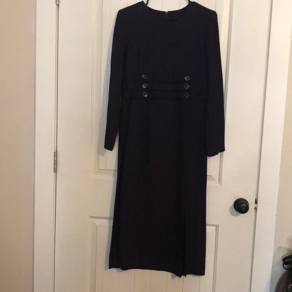 Delmar Apparel crepe navy dress.